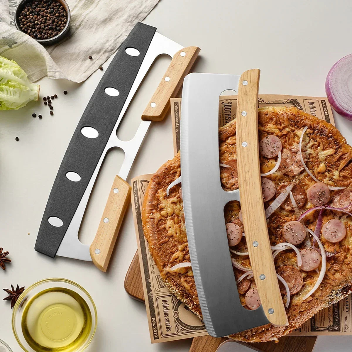 Stainless Steel Pizza Cutter with Protective Cover