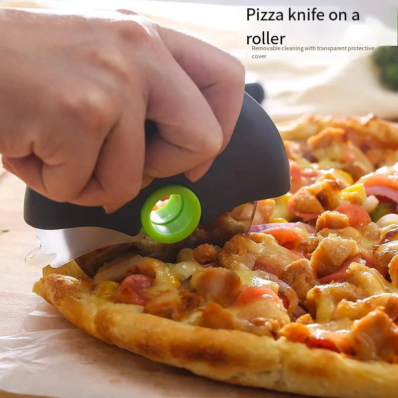 Stainless Steel Pizza Wheel Cutter with Protective Lid